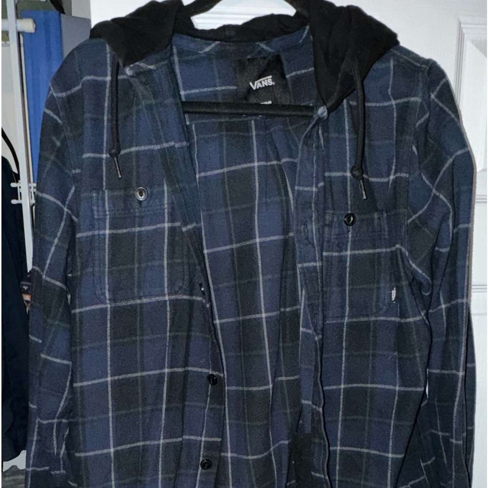 Vans flannel shirt button up with hood